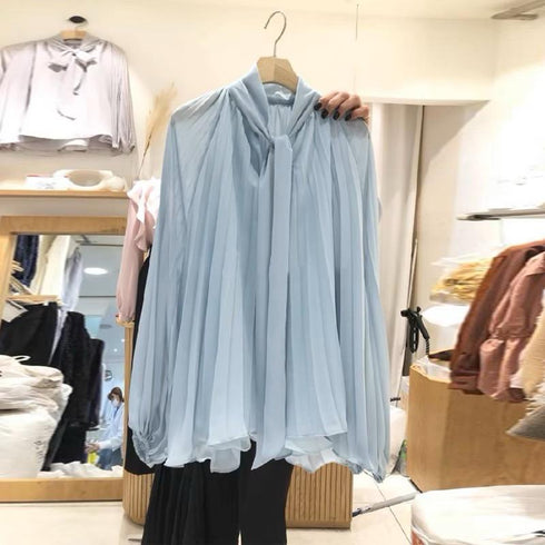 Vintage Collar Loose Long Puff Sleeves Shirts